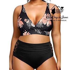Charmleaks Plus Size Cross Front Bikini Swimsuit Size 2XL